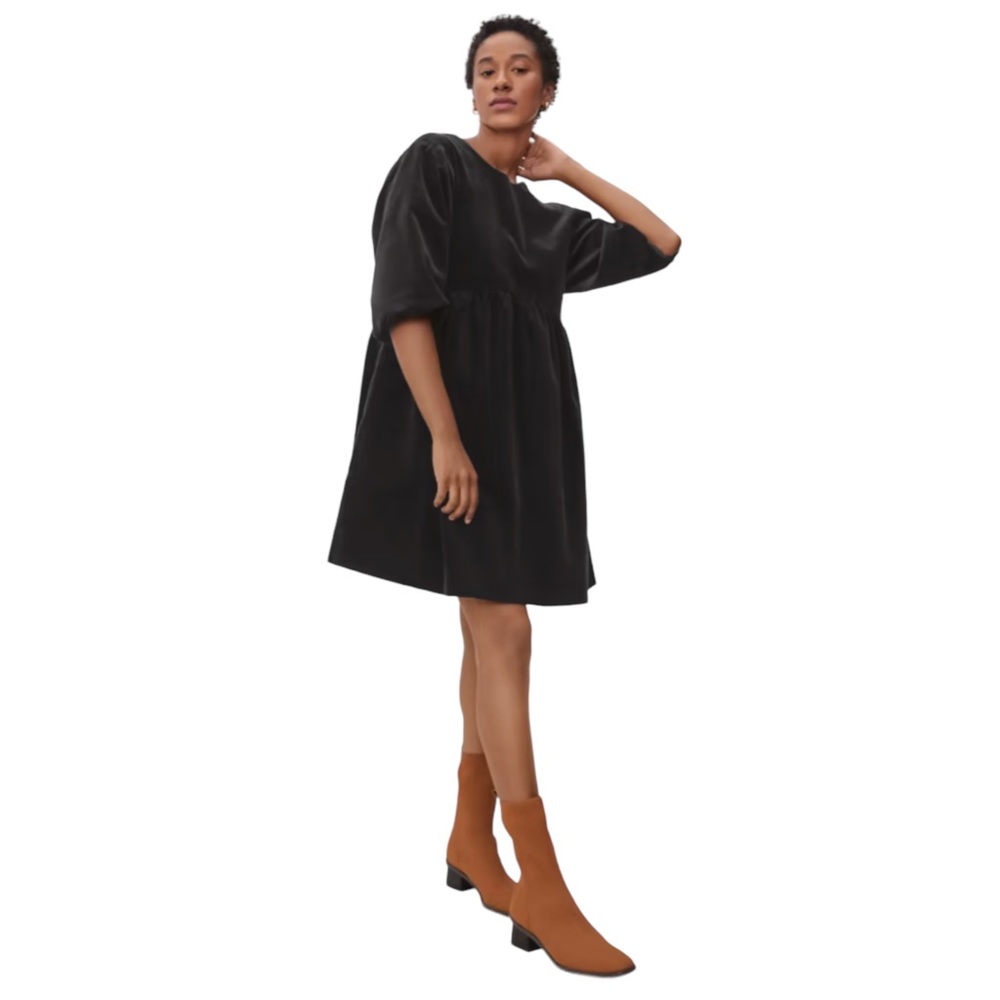 EVERLANE The Corduroy Puff Sleeve Babydoll Mini Dress